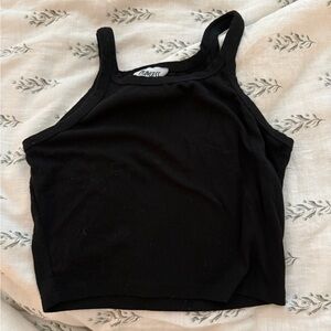 Princess Polly Black Ribbed Crop Top